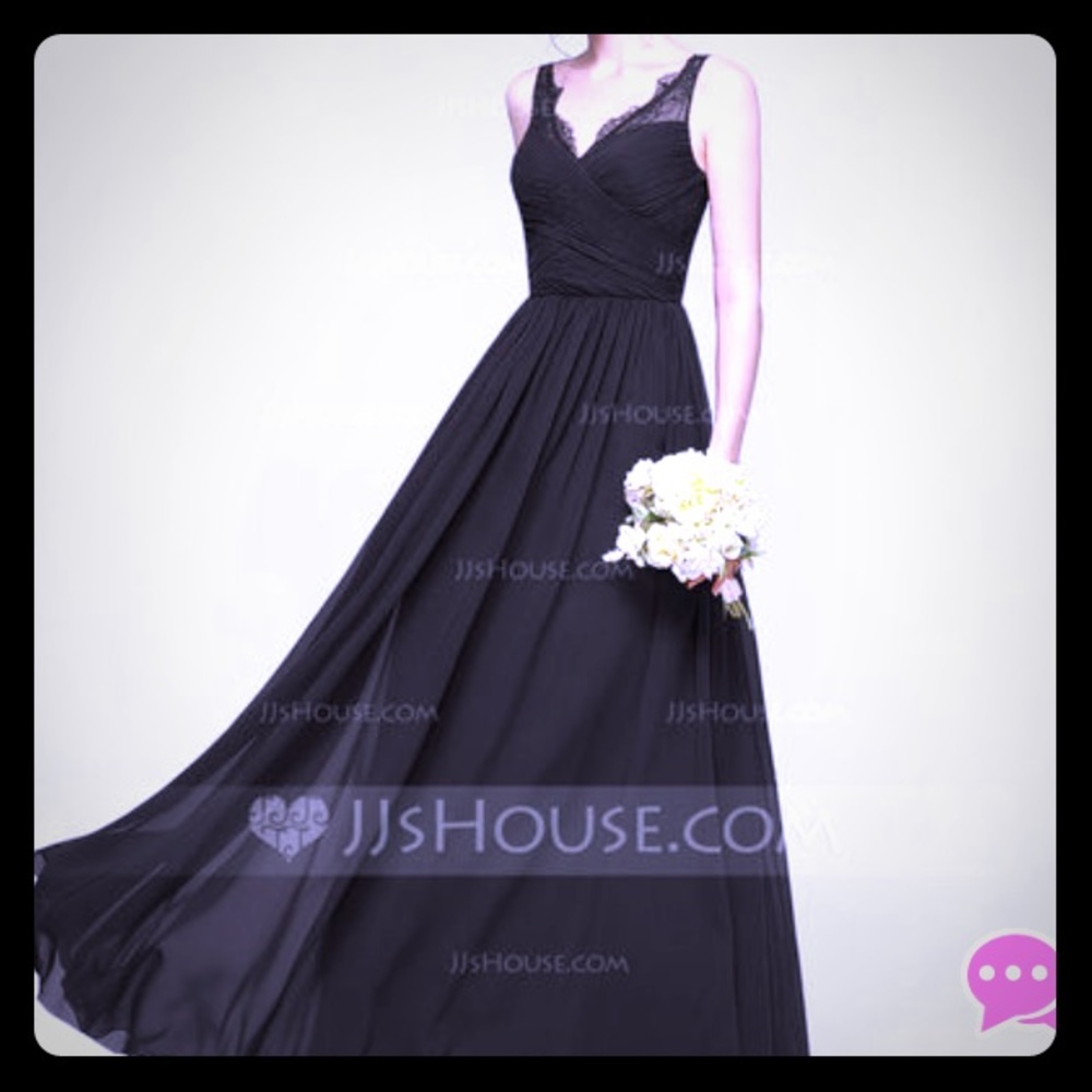 JJ’s House Black Floor Length Bridesmaid Dress